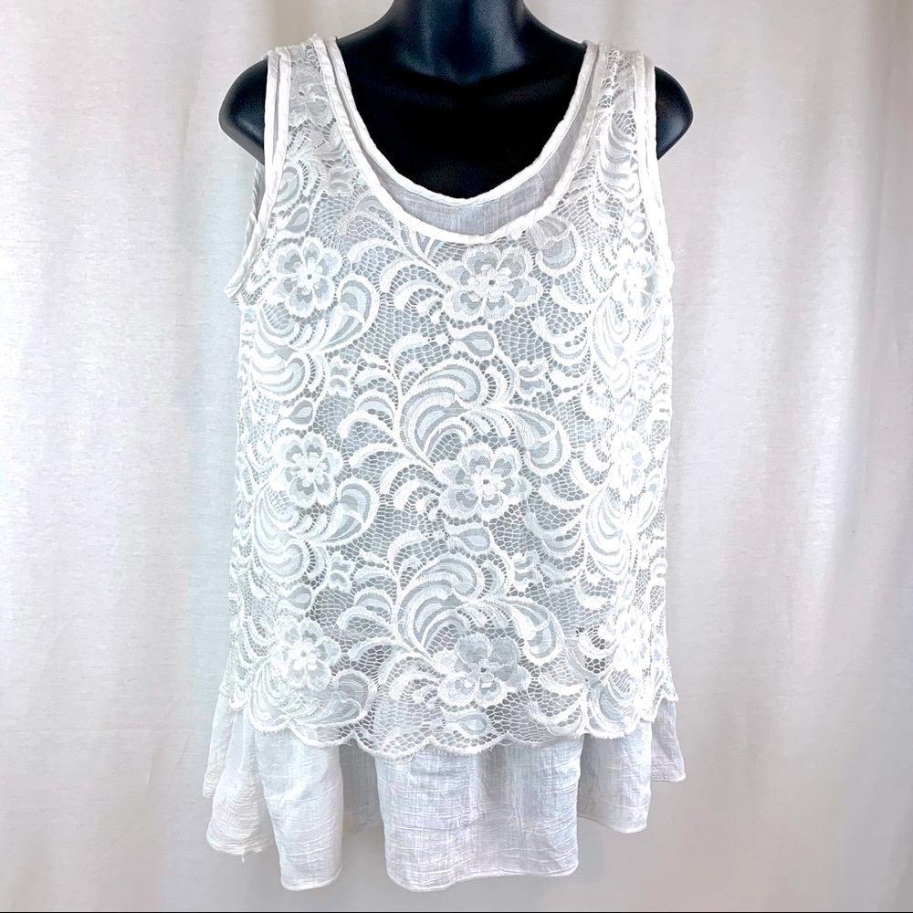 Studio West Apparel lace overlay Tunic tank , size M - Picture 1 of 5
